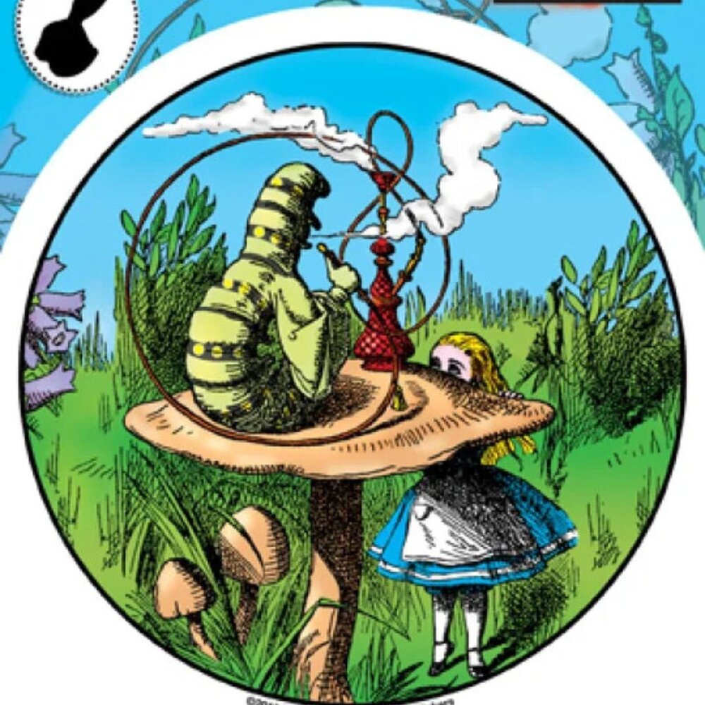 6 Alice In Wonderland Smoking Caterpillar Stickers ~ 4.75" Dia. ~ Brand New!